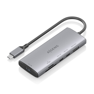 usb c dock aisens 6 en 1 hdmi usb a 10g 2xusb c 10g sd micro sd 20cm