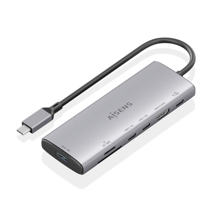 usb c dock aisens 7 en 1 hdmi usb 10g 2xusb c 10g sd micro sd pd 100w