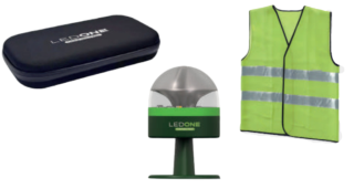 kit chaleco + funda + luz de emergencia led one