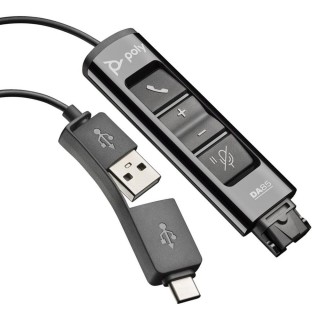 poly adaptador qd a usb tipo a   usb tipo c poly da75 15cm    negro