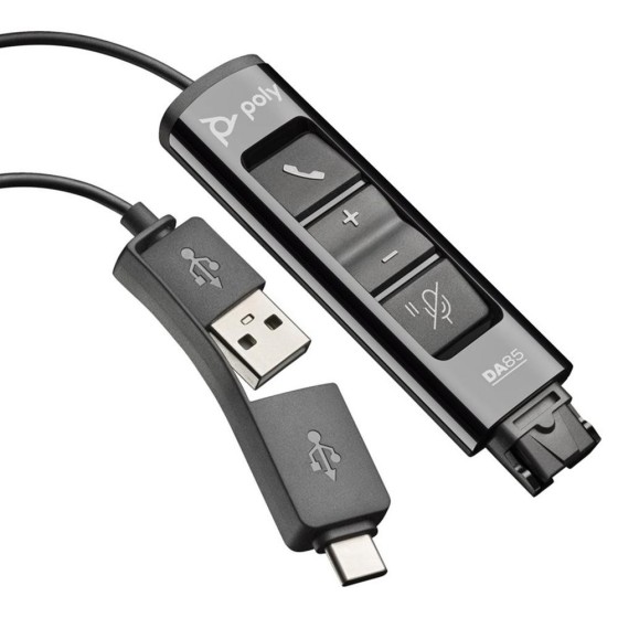 poly adaptador qd a usb tipo a   usb tipo c poly da75 15cm    negro