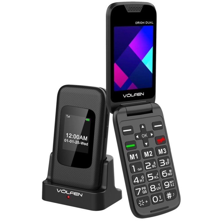 volfen telefono movil volfen orion dual max tipo concha negro base de carga