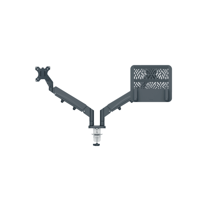 kensington brazo dual para monitor y portatil leitz ergo spacesaving color  gris oscuro kensington 6
