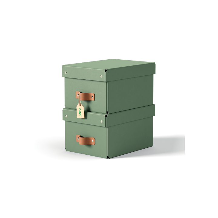leitz pack 2 cajas de almacenamiento carton pequena color verde leitz 61470050