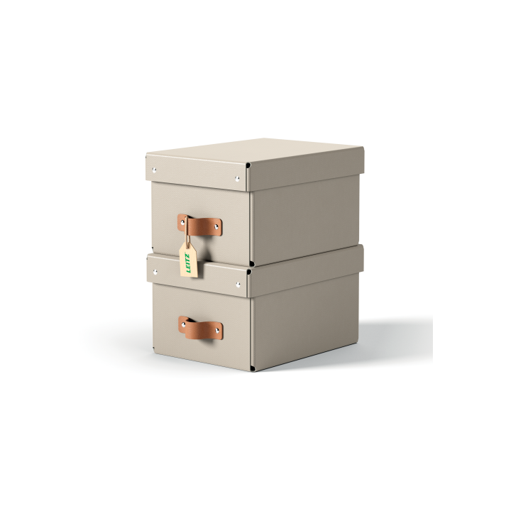 leitz pack 2 cajas de almacenamiento carton pequena color beige leitz 61470012