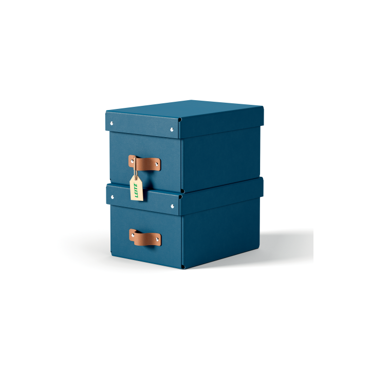 leitz pack 2 cajas de almacenamiento carton pequena color azul leitz 61470068