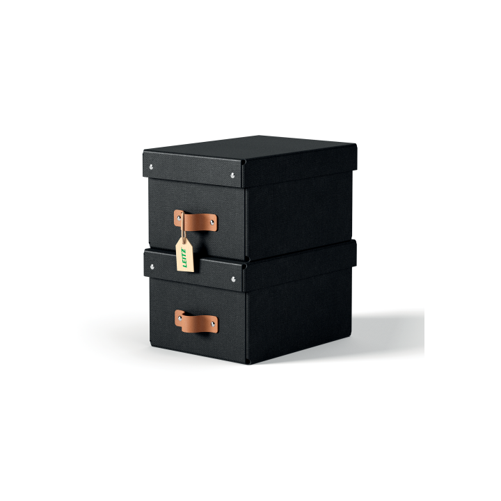 leitz pack 2 cajas de almacenamiento carton pequena color negro leitz 61470095
