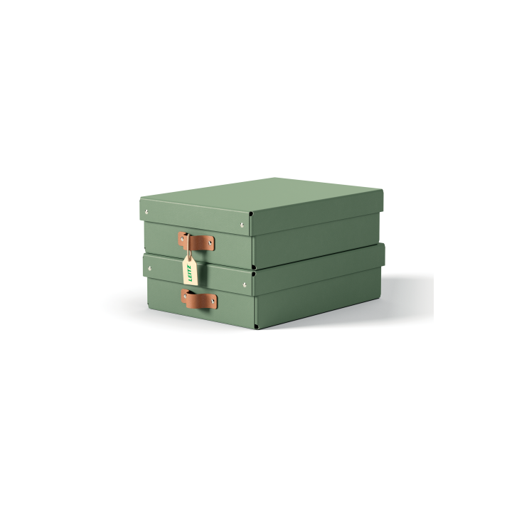leitz pack 2 cajas de almacenamiento carton mediana baja color verde leitz 61480050