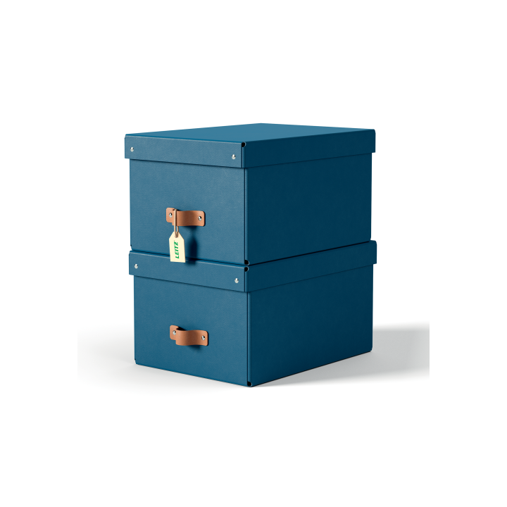leitz pack 2 cajas de almacenamiento carton mediana color azul leitz 61490068
