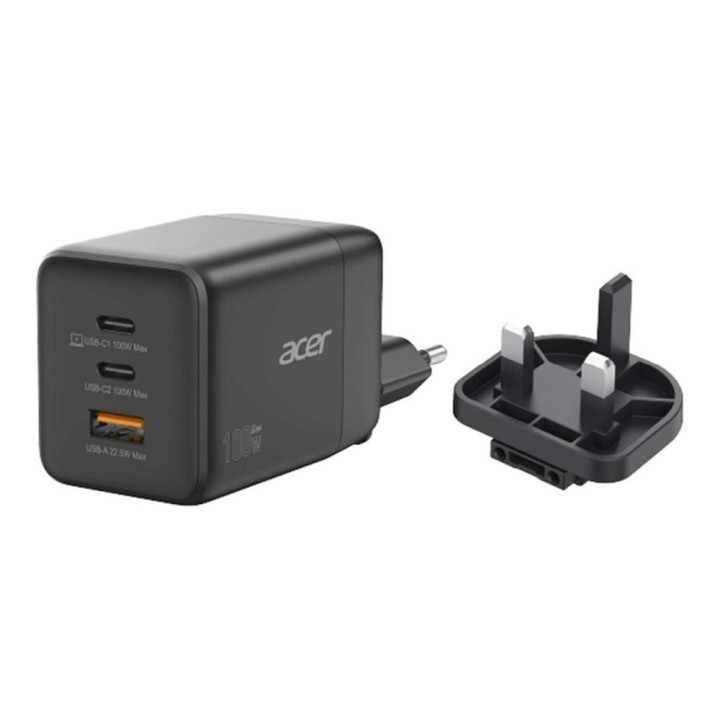 acer cargador de pared acer 100w 2x usb tipo c 1x usb tipo a