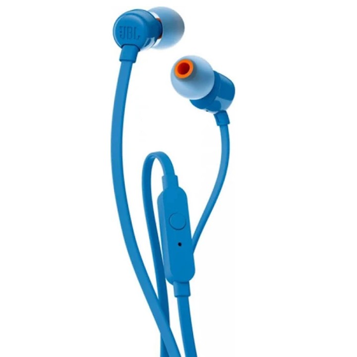 jbl auriculares intrauditivos jbl t110 blue   pure bass   drivers 9mm   cable plano   manos libres