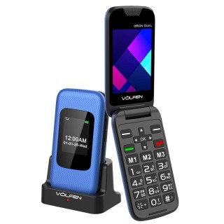 volfen telefono movil volfen orion dual max tipo concha azul base de carga