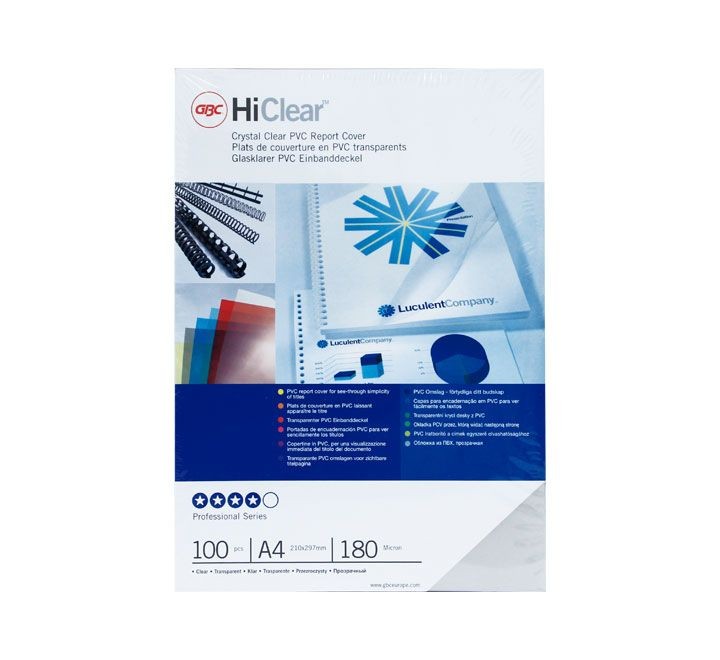 caja 100 portadas gbc a4 180 micr cristal