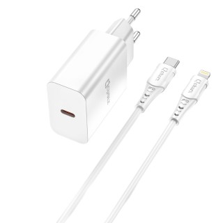 qcharx international kit cargador qcharx chronos 3a 20w + cable tipo c a lightning blanco
