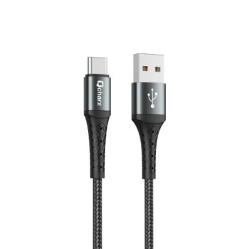 qcharx international cable qcharx lyon usb a tipo c 3a   1 m   aleacion de aluminio negro cordon met