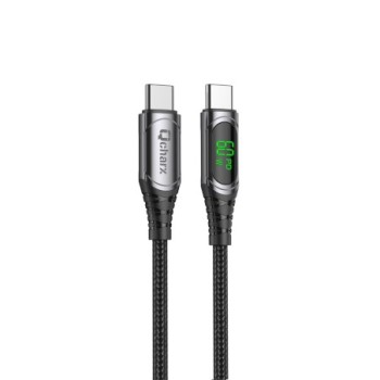 qcharx international cable qcharx ibiza tipo c a tipo c 3a 60w   1 m   aleacion aluminio negro cable