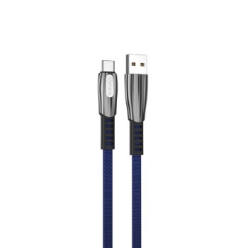 qcharx international cable qcharx florence usb a tipo c  3a   1 m   zinc azul cordon plano premium