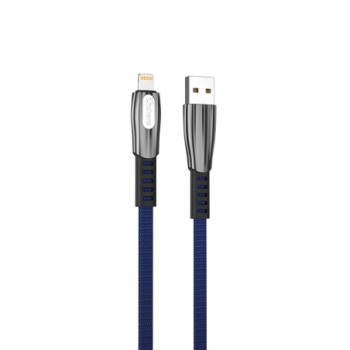 qcharx international cable qcharx florence usb a lightning 3a   1 m   zinc azul cordon plano premium