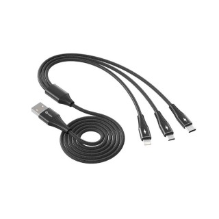 qcharx international cable triple qcharx napoli usb a lightning + tipo c + micro  3a   1.2 m   aleac