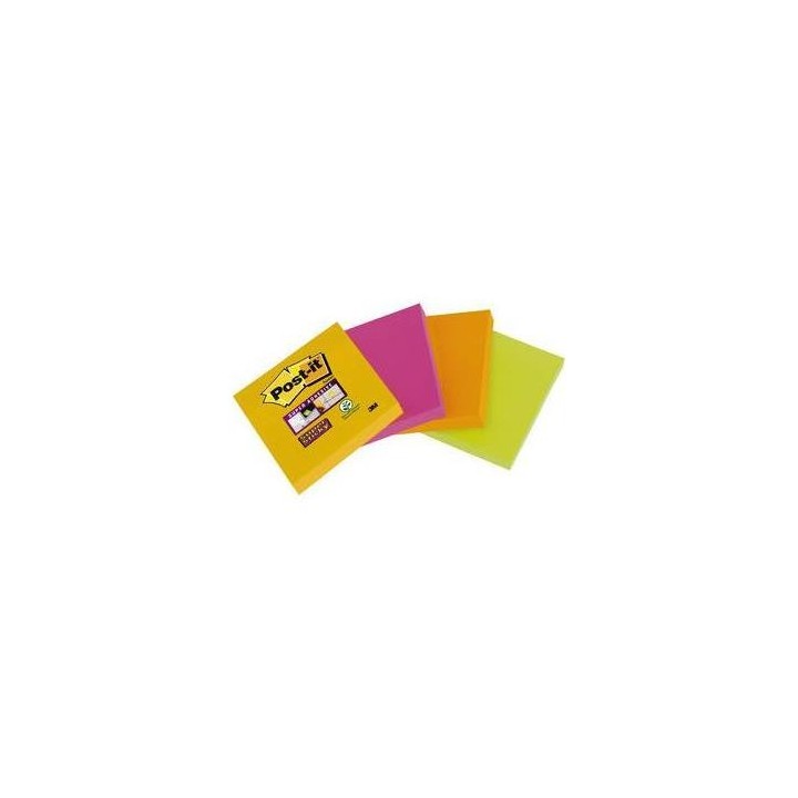 post it pack 4 blocs 45 hojas notas adhesivas 47,6x47,6mm super sticky colores surtidos 6910sss ypog