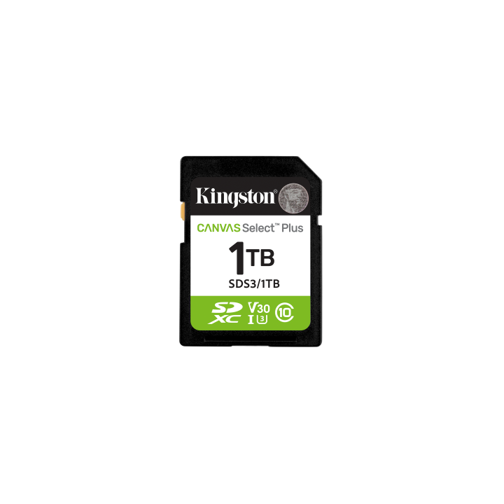 kingston kingston technology 1 tb sdxc canvas select plus gen3 150 mb/s c10 uhs i u3 v30