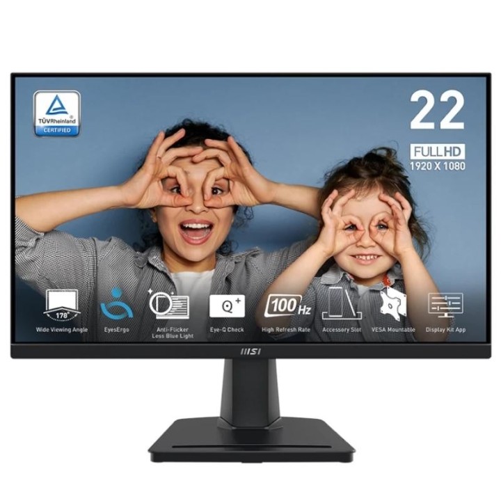msi mp225v monitor 21.5 va fhd 100hz 1ms vga hdmi