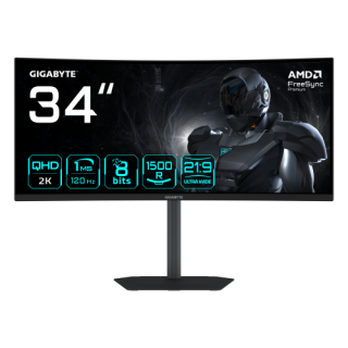 gigabyte gigabyte gs34wqca monitor gaming curvo 34 wqhd â 3440 x 1440, 1500r, 120hz, 1ms, 300 cd/m