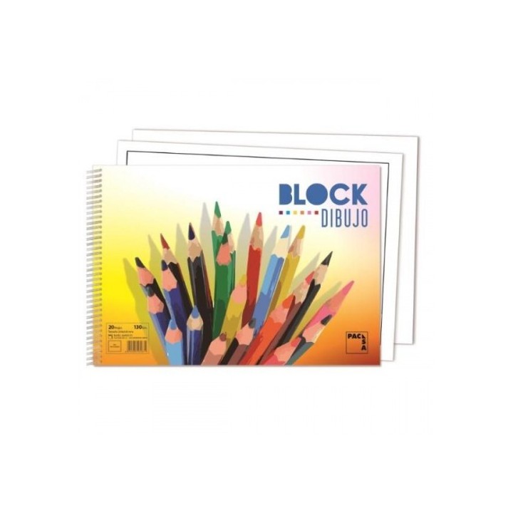 pacsa blocks de dibujo colours 130gr.tamano folio 20 hojas liso sin recuadro pacsa 18837  pack  10 u