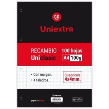 papyrus recambio uniextra a4 uniclasic 100 hojas 100g 4x4 c/m papyrus 53390900