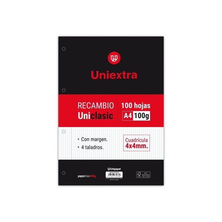 papyrus recambio uniextra a4 uniclasic 100 hojas 100g 4x4 c/m papyrus 53390900