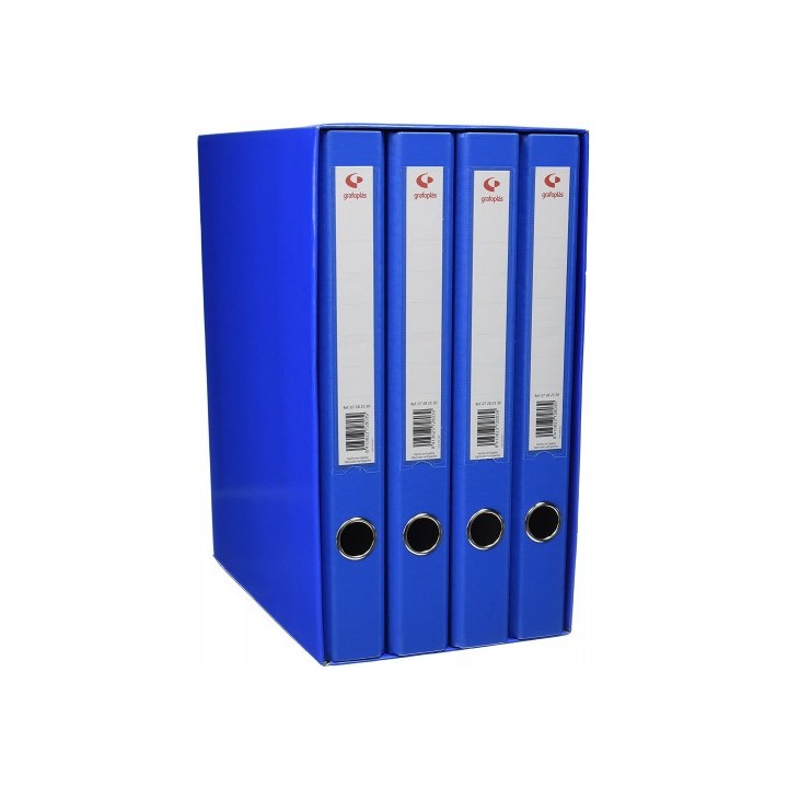 grafoplas modulo 4 carpetas 2 anillas 25 mm azul folio 290x350x180 grafoplas 7282430
