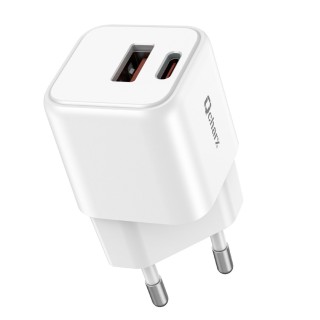qcharx international cargador mini qcharx zeus 3a  20w puerto usb a + tipo c blanco adaptado a regle