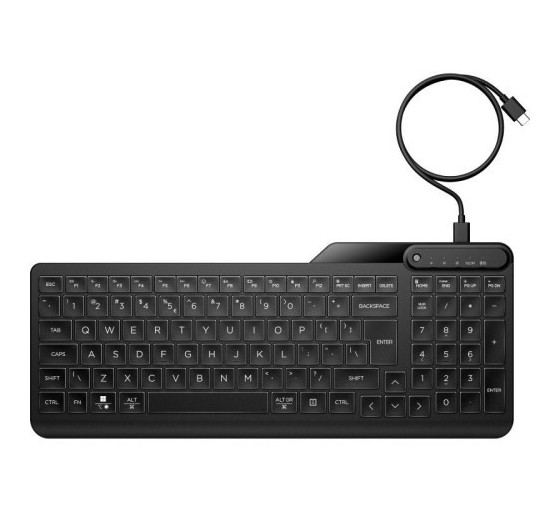 hp hp teclado con cable retroiluminado multidispositivo 405