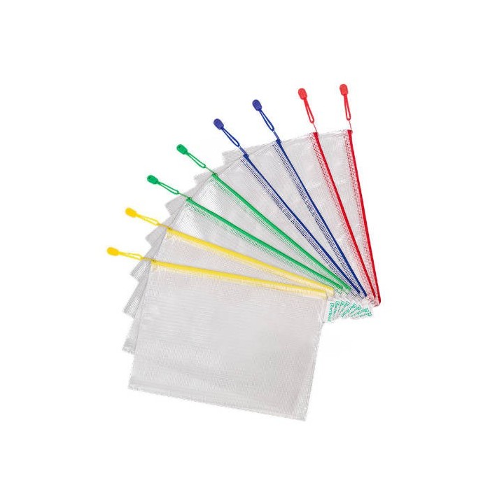 tarifold pack de 8 bolsas zipper multiusos pvc   con cierre cremallera a4 surtido tarifold 509009