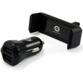 conceptronic cargador de coche usb conceptronic 2 puertos usb + soporte smartphone