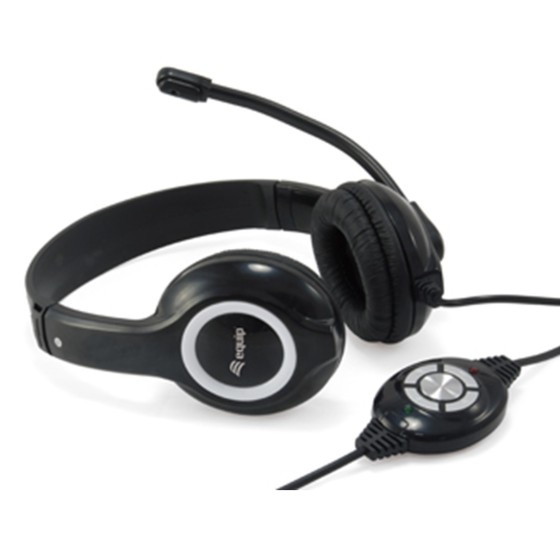equip auricular equip usb + microfono flexible control de volumen negro
