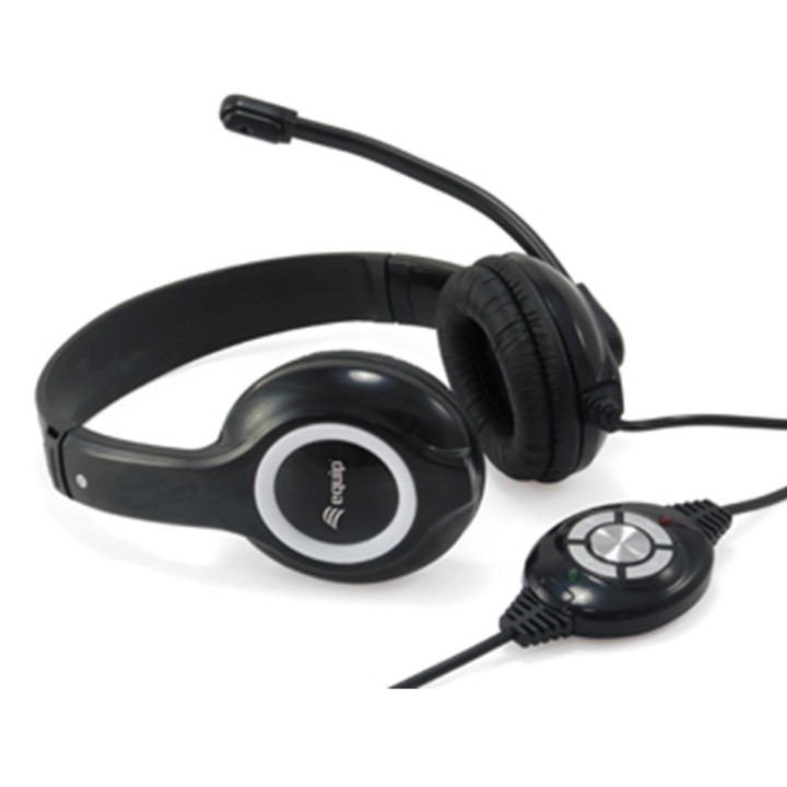 equip auricular equip usb + microfono flexible control de volumen negro