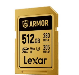 lexar lexar 512gb professional armor gold sdxc uhs ii cards,  up to 280mb/s read 210mb/s write c10 v