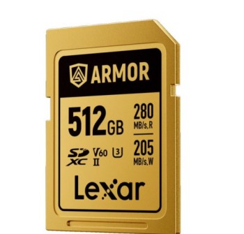 lexar lexar 512gb professional armor gold sdxc uhs ii cards,  up to 280mb/s read 210mb/s write c10 v