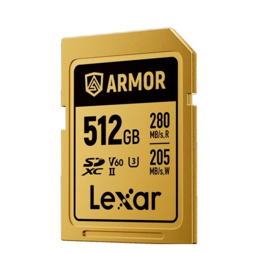 lexar lexar 512gb professional armor gold sdxc uhs ii cards,  up to 280mb/s read 210mb/s write c10 v