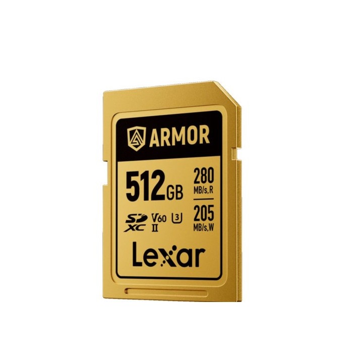 lexar lexar 512gb professional armor gold sdxc uhs ii cards,  up to 280mb/s read 210mb/s write c10 v