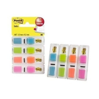 post it pack 3+1 dispensadores x 35 marcadores index pequenos 11,9x43,2mm colores surtidos transluci