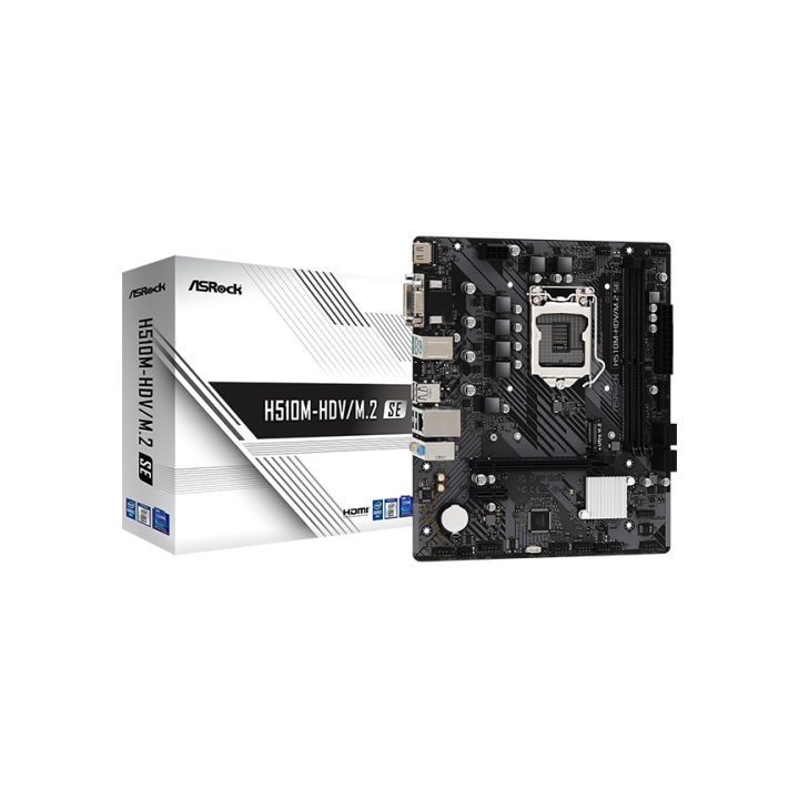 asrock placa asrock h510m hdv/m.2 se,intel,1200,h470,2ddr4,64gb,vga+dvi+hdmi,gblan,4sata3,6usb3.2+m.