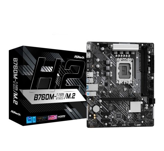 asrock placa asrock b760m h2/m.2,intel,1700,b760,2ddr5,96gb,hdmi+dp,4sata+2m.2,5usb 3.2+1usb c,gblan