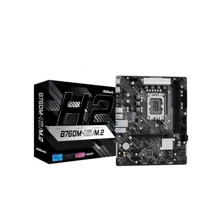 asrock placa asrock b760m h2/m.2,intel,1700,b760,2ddr5,96gb,hdmi+dp,4sata+2m.2,5usb 3.2+1usb c,gblan