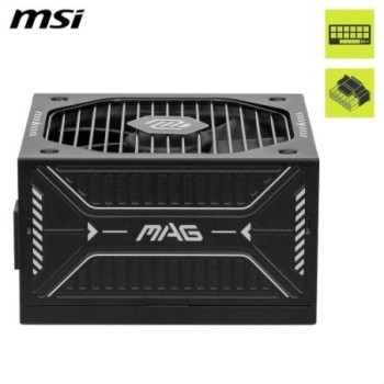 msi fuente alimentacion msi mag a750gls pcie5,psu,750w,80 plus gold,modular,120mm,active pfc,pci e 5