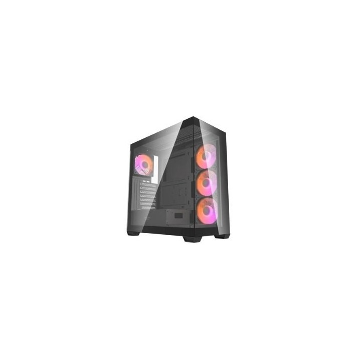 torre darkflash ds900 negra atx 2 paneles de cristal   4 fans argb