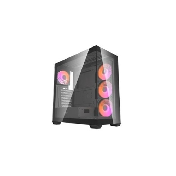 torre darkflash ds900w negra atx 2 paneles de cristal   4 fans argb   wood