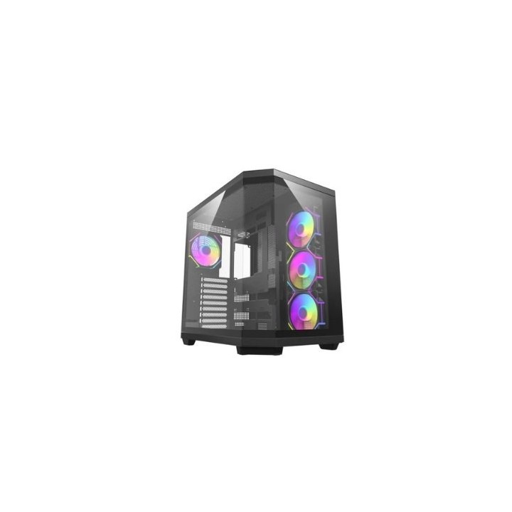 torre darkflash dqx80 negra atx 3 paneles de cristal   4 fans argb pwm