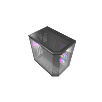 torre darkflash dqx80 negra atx 3 paneles de cristal   4 fans argb pwm